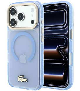 Mėlynas dėklas Apple iPhone 18 Pro Max telefonui "Lacoste PC/TPU Frosted Finish Gold Logo MagSafe Case"