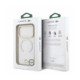 Skaidrus dėklas Apple iPhone 18 Pro telefonui "Lacoste PC/TPU Frosted Finish Gold Logo MagSafe Case"