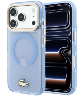 Mėlynas dėklas Apple iPhone 18 Pro telefonui "Lacoste PC/TPU Frosted Finish Gold Logo MagSafe Case"