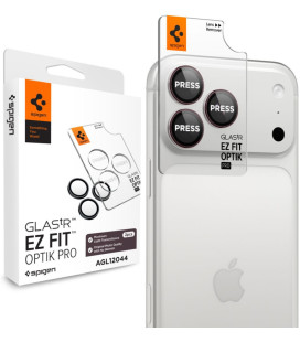 Raudona kameros apsauga Apple iPhone 18 Pro / 18 Pro Max telefonui "Spigen Optik PRO Glas.TR EZ Fit 2-Pack"