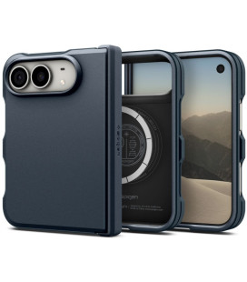 Mėlynas (Metal Slate) dėklas Apple iPhone Duo telefonui "Spigen Tough Armor Magsafe"