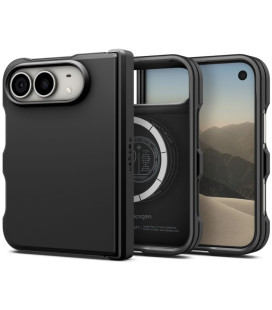 Juodas dėklas Apple iPhone Duo telefonui "Spigen Tough Armor Magsafe"