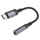 Pilkas audio adapteris USB-C - 3.5mm (DAC) "Borofone BV24 Graceful"