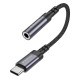 Pilkas audio adapteris USB-C - 3.5mm (DAC) "Borofone BV24 Graceful"