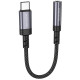 Pilkas audio adapteris USB-C - 3.5mm (DAC) "Borofone BV24 Graceful"