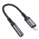 Pilkas audio adapteris Lightining - 3.5mm "Borofone BV24 Graceful"