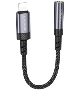 Pilkas audio adapteris Lightining - 3.5mm "Borofone BV24 Graceful"