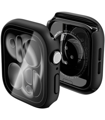 Juodas dėklas Apple Watch 10 / 11 (42 mm) laikrodžiui "Spigen Thin Fit 360"
