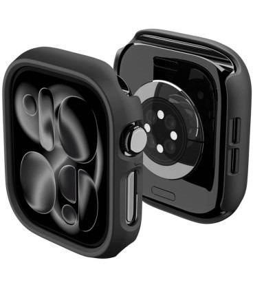 Juodas dėklas Apple Watch 12 (42 mm) laikrodžiui "Spigen Thin Fit"
