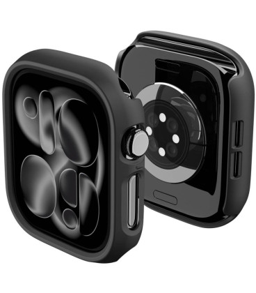 Juodas dėklas Apple Watch 12 (46 mm) laikrodžiui "Spigen Thin Fit"