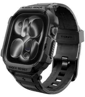 Matinis juodas dėklas - apyrankė Apple Watch 12 (46 mm) laikrodžiui "Spigen Rugged Armor Pro"