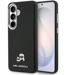 Juodas dėklas Samsung Galaxy S26 Plus telefonui "Karl Lagerfeld Grained PU Leather K&CH Heads Magnetic Case"
