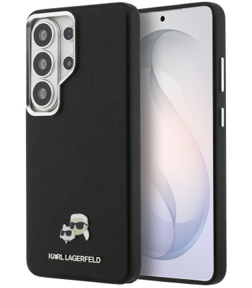 Juodas dėklas Samsung Galaxy S26 Ultra telefonui "Karl Lagerfeld Grained PU Leather K&CH Heads Magnetic Case"