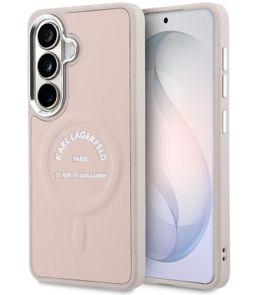 Rožinis dėklas Samsung Galaxy S26 telefonui "Karl Lagerfeld PU RSG Logo Magnetic Case"