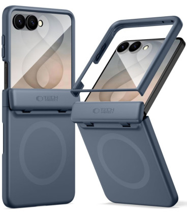 Mėlynas dėklas Samsung Galaxy Z Flip 8 telefonui "Tech-Protect Kevlar Aura Magsafe"