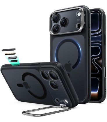 Matinis juodas dėklas Apple iPhone 17 Pro Max / 18 Pro Max telefonui "ESR Classic Hybrid Kickstand Magsafe"
