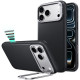 Juodas dėklas Apple iPhone 17 Pro / 18 Pro telefonui "ESR Leather Kickstand Magsafe"