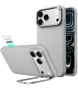 Pilkas dėklas Apple iPhone 17 Pro / 18 Pro telefonui "ESR Leather Kickstand Magsafe"