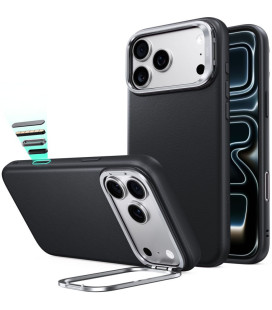 Juodas dėklas Apple iPhone 17 Pro Max / 18 Pro Max telefonui "ESR Leather Kickstand Magsafe"