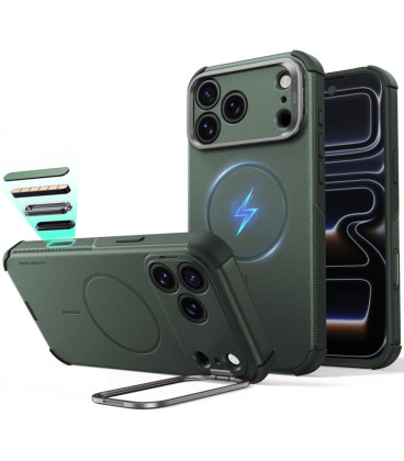 Žalias dėklas Apple iPhone 17 Pro / 18 Pro telefonui "ESR Cyber Tough Kickstand Magsafe"