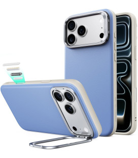 Šviesiai mėlynas dėklas Apple iPhone 17 Pro / 18 Pro telefonui "ESR Leather Kickstand Magsafe"