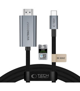 Pilkas USB-C - HDMI 2.1 8K 60Hz 300cm laidas "Tech-Protect Ultraboost"