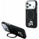Juodas dėklas Apple iPhone 18 Pro Max telefonui "Karl Lagerfeld PU Grained K&CH Heads Ring Stand Magsafe Case"