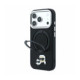 Juodas dėklas Apple iPhone 18 Pro Max telefonui "Karl Lagerfeld PU Grained K&CH Heads Ring Stand Magsafe Case"