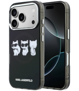 Juodas dėklas Apple iPhone 17 Pro telefonui "Karl Lagerfeld IML Choupette Trio Watercolor MagSafe Case"