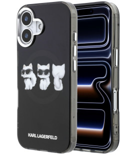 Juodas dėklas Apple iPhone 17 telefonui "Karl Lagerfeld IML Choupette Trio Watercolor MagSafe Case"