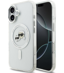 Skaidrus dėklas Apple iPhone 17 telefonui "Karl Lagerfeld IML K&CH Heads Metal Frame MagSafe Case"