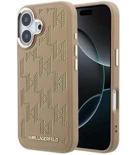Smėlio spalvos dėklas Apple iPhone 17 telefonui "Karl Lagerfeld PU Perforated Monogram MagSafe Case"