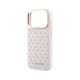 Rožinis dėklas Apple iPhone 17 Pro telefonui "Karl Lagerfeld PU Perforated Gold Dots MagSafe Case"