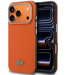 Oranžinis dėklas Apple iPhone 17 Pro Max telefonui "Lacoste PVC Petit Pique Semi Wrap MagSafe Case"