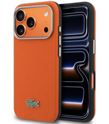 Oranžinis dėklas Apple iPhone 17 Pro Max telefonui "Lacoste PVC Petit Pique Semi Wrap MagSafe Case"
