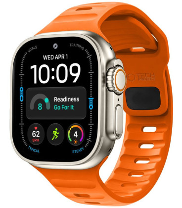 Oranžinė apyrankė Apple Watch 8 / 9 / 10 / 11 / 12 / SE / Ultra (44 / 45 / 46 / 49 mm) laikrodžiui "Tech-Protect Silicone Line"