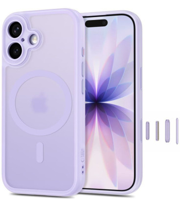 Matinis levandos spalvos dėklas Apple iPhone 17 telefonui "Tech-Protect MagPeak Magsafe CC"