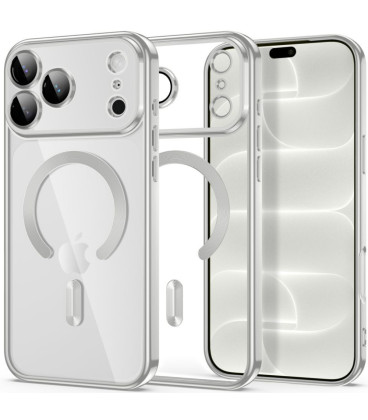 Sidabrinbės spalvos / skaidrus dėklas Apple iPhone 17 Pro Max / 18 Pro Max telefonui "Tech-Protect MagFlex Magsafe"