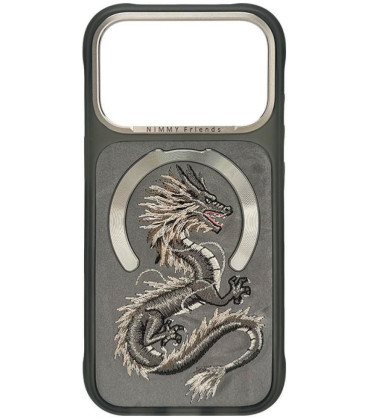 NIMMY dėklas MAGNETIC FANTASY ANIMAL DRAGON, suderinamas su MagSafe, skirtas IPHONE 18 Pro Max/17 Pro Max, pilkas