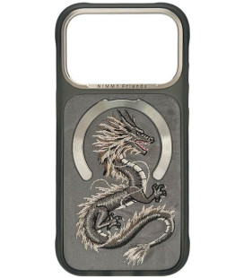 NIMMY dėklas MAGNETIC FANTASY ANIMAL DRAGON, suderinamas su MagSafe, skirtas IPHONE 18 Pro/17 Pro, pilkas