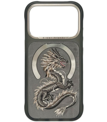 NIMMY dėklas MAGNETIC FANTASY ANIMAL DRAGON, suderinamas su MagSafe, skirtas IPHONE 18 Pro/17 Pro, pilkas