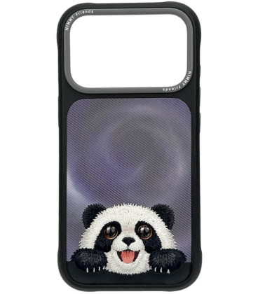 NIMMY dėklas BIG EYED LYING GIANT PANDA, suderinamas su MagSafe, skirtas IPHONE 18 Pro Max/17 Pro Max, juodas