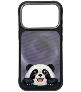NIMMY dėklas BIG EYED LYING GIANT PANDA, suderinamas su MagSafe, skirtas IPHONE 18 Pro/17 Pro, juodas