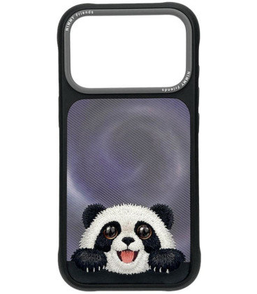 NIMMY dėklas BIG EYED LYING GIANT PANDA, suderinamas su MagSafe, skirtas IPHONE 18 Pro/17 Pro, juodas