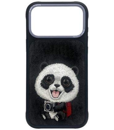 NIMMY dėklas BIG EYED GIANT PANDA, skirtas IPHONE 18 Pro/17 Pro, juodas