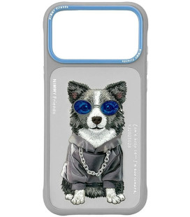 NIMMY dėklas GLASSES COOL DOG, skirtas IPHONE 18 Pro Max/17 Pro Max, pilkas