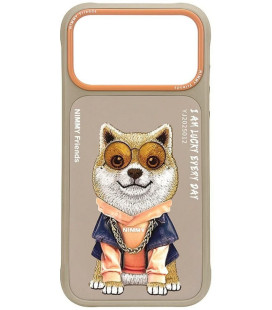 NIMMY dėklas GLASSES COOL DOG, skirtas IPHONE 18 Pro Max/17 Pro Max, smėlio spalvos