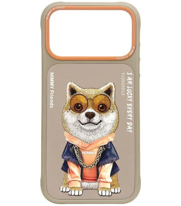 NIMMY dėklas GLASSES COOL DOG, skirtas IPHONE 18 Pro Max/17 Pro Max, smėlio spalvos