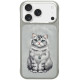 NIMMY dėklas LUCKY FASHION CAT, suderinamas su MagSafe, skirtas IPHONE 18 Pro Max/17 Pro Max, pilkas