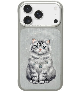 NIMMY dėklas LUCKY FASHION CAT, suderinamas su MagSafe, skirtas IPHONE 18 Pro Max/17 Pro Max, pilkas